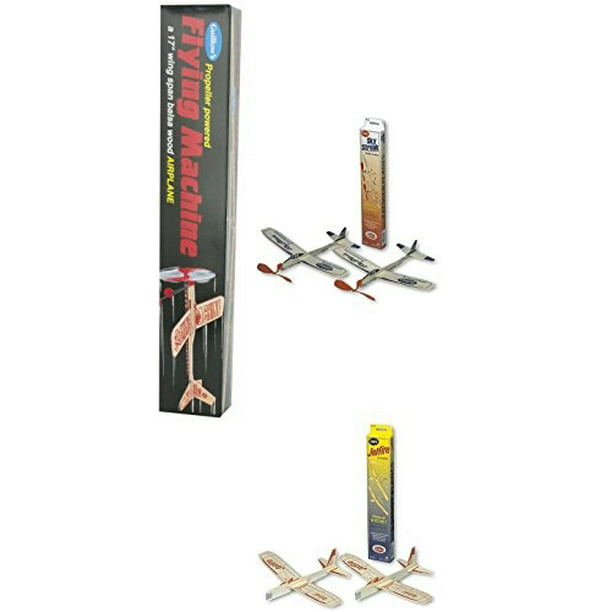 Guillow Balsa Wood Airplane Set Super Hero Twin Pack 6 Planes Included and Bullseye Twin Pack 3 Balsa Airplane Kits in One Set Sky Streak Twin Pack